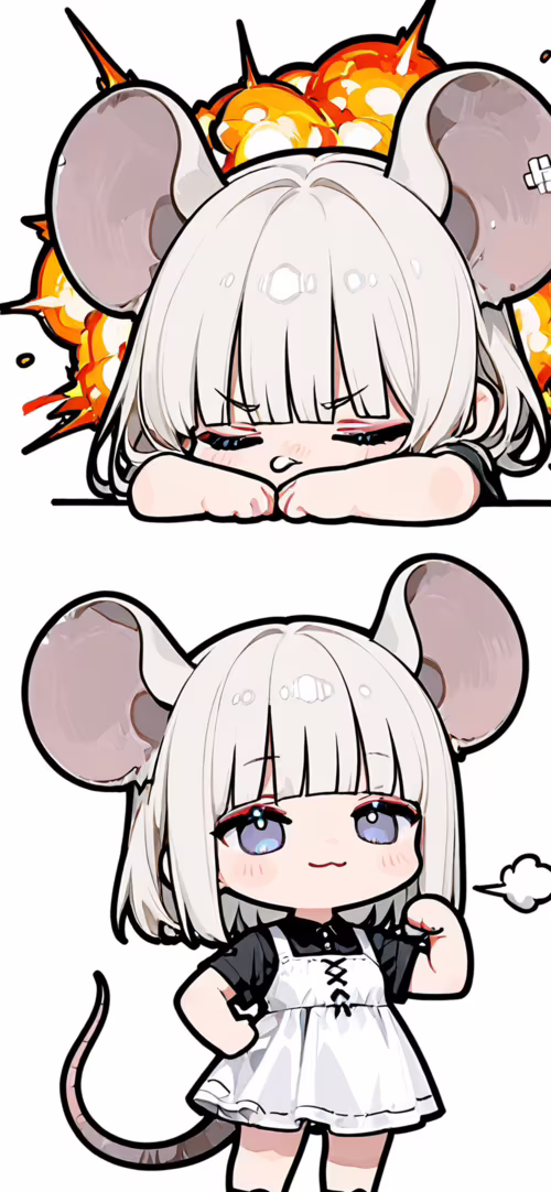 Девочка в стиле «чиби» из аниме с большими ушами, похожими на мышиные, и серебристыми... Apple iPhone XR