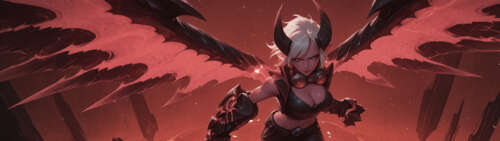 Цифровая иллюстрация персонажа Демон Ви из игры League of Legends: могущественная...