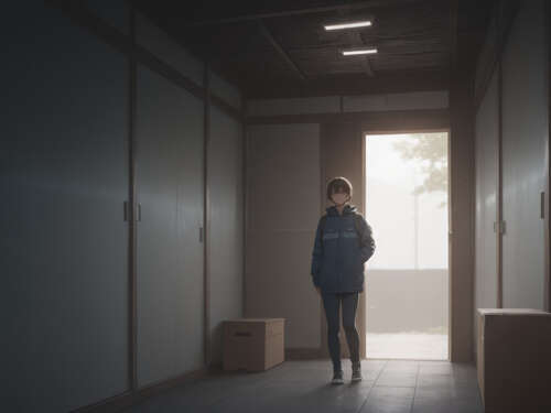 Молодая девушка в стиле аниме, с длинными светлыми волосами, одетая в длинное белое...