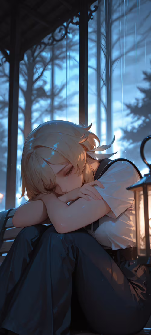 Блондинка в очках, похожая на персонажа аниме по имени Люмин из игры Genshin Impact,... Huawei Nova 9 SE