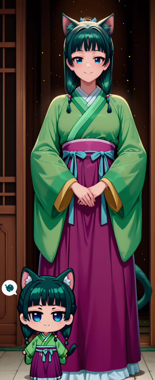 Полноростовая иллюстрация в стиле «чиби» персонажа Маомао из серии «Записки аптекаря»,... Tecno Phantom V Flip2