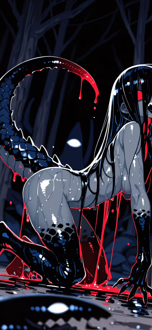 Ужасающая монстр-девушка с горящими красными глазами и острыми зубами ползёт к зрителю,... Samsung Galaxy M30