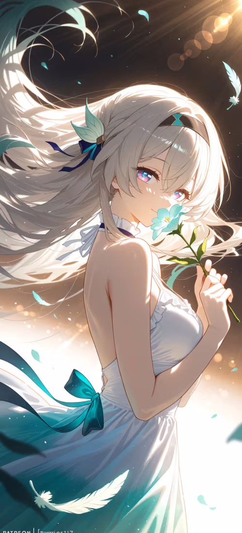 Иллюстрация в стиле аниме, изображающая персонажа по имени Фаерфлай из игры Honkai:...