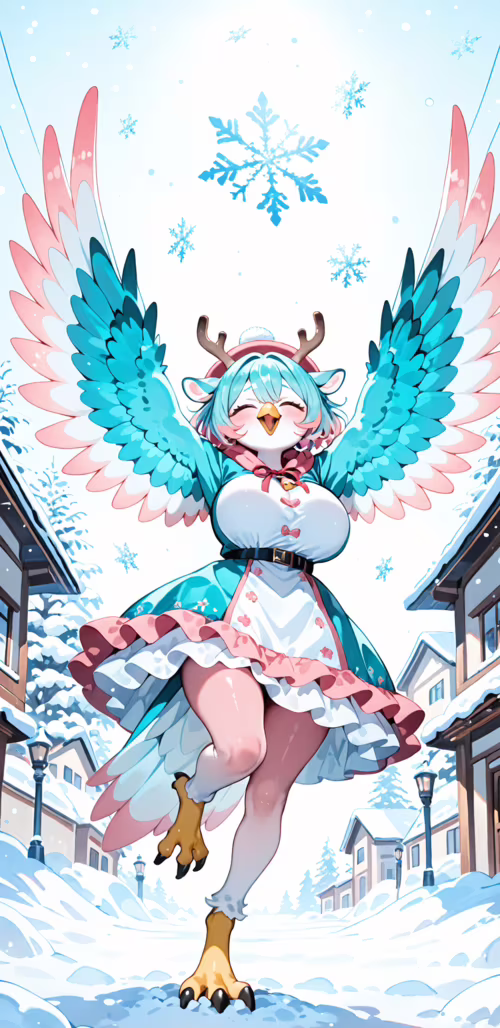 Иллюстрация в стиле аниме, изображающая радостную девушку с розовыми волосами, оленьими... Google Pixel 3a