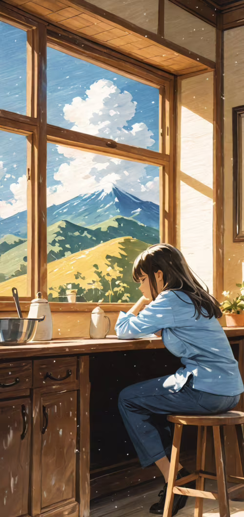 Иллюстрация в стиле аниме, изображающая молодую женщину с короткими темными волосами,... Nokia 5 dot 1 Plus