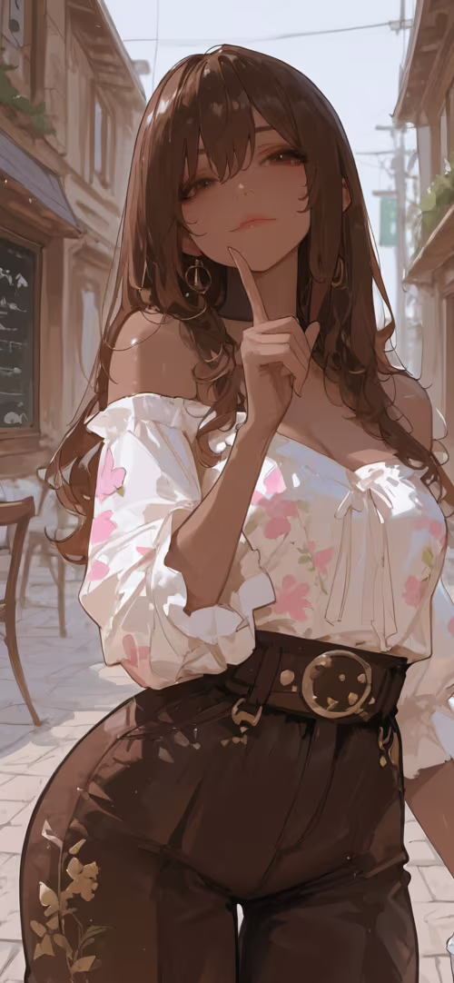 Иллюстрация в стиле аниме, изображающая молодую женщину с длинными каштановыми волосами... Apple iPhone XR