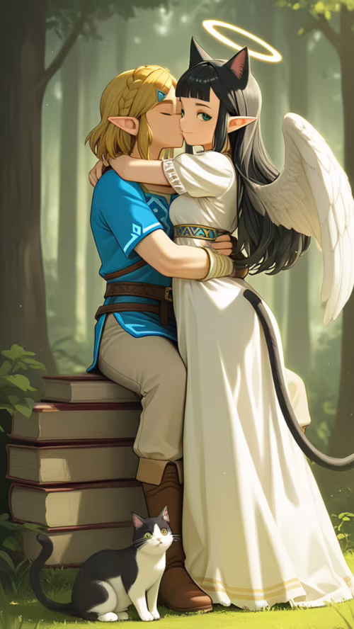 Иллюстрация в стиле аниме, изображающая принцессу Зельду с ангельскими крыльями и... Sony Xperia E4
