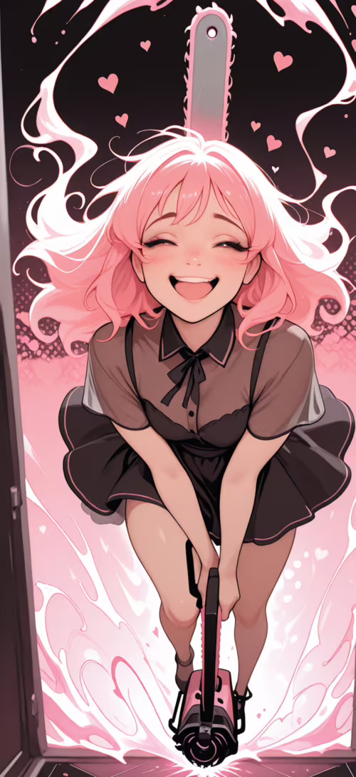 Аниме-девушка с розовыми волосами, одетая в костюм горничной, маниакально смеется,... Blackview A30