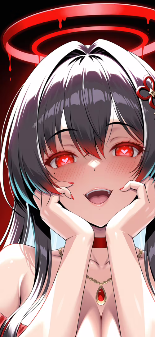 Аниме-девушка с длинными черными волосами и красным нимбом, которую опознали как... Apple iPhone 11 Pro