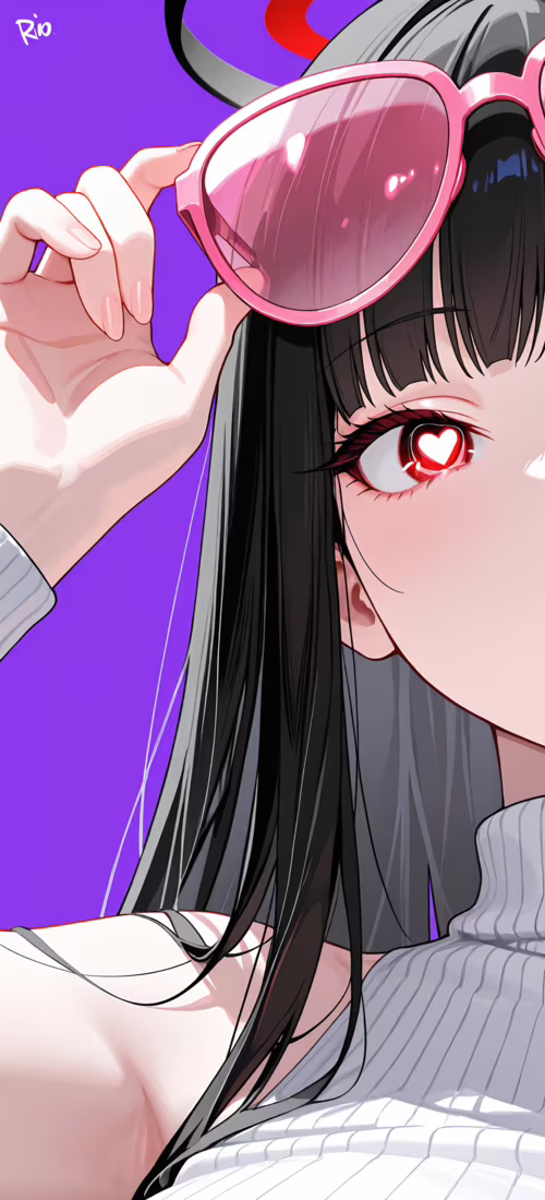 Аниме-персонаж, девушка с длинными черными волосами, изображена в виде Рио Цукацуки... Huawei P40 Pro