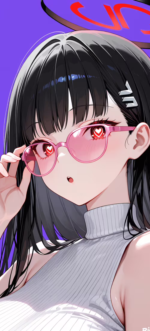 Аниме-персонаж, девушка с длинными черными волосами, изображена в виде Рио Цукацуки... OnePlus 12R