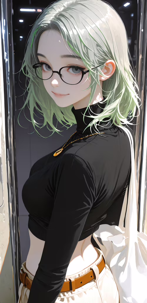 Иллюстрация в стиле аниме, изображающая молодую женщину с короткой серебристой причёской... Google Pixel 3a