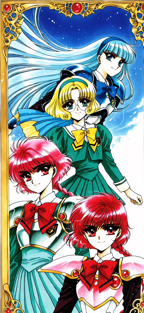 Изображение в полный рост персонажей Хикару Шидо, Уми Рюудзаки и Фуу Хооудзи из аниме... Apple iPhone 16 Pro Max