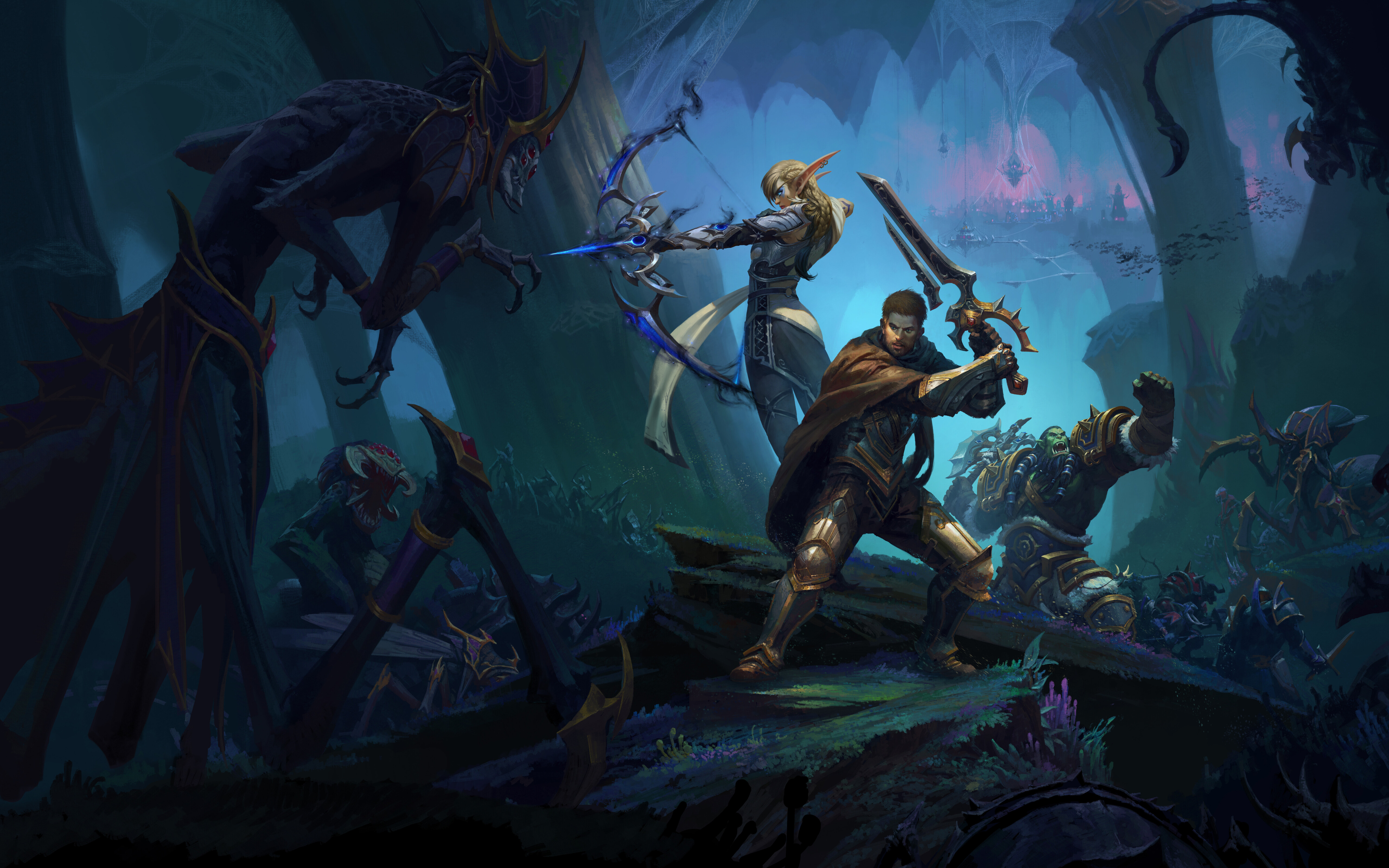 Аллерия Ветробежка, Андуин Вринн и Тралл из видеоигры World of Warcraft: The War Within.