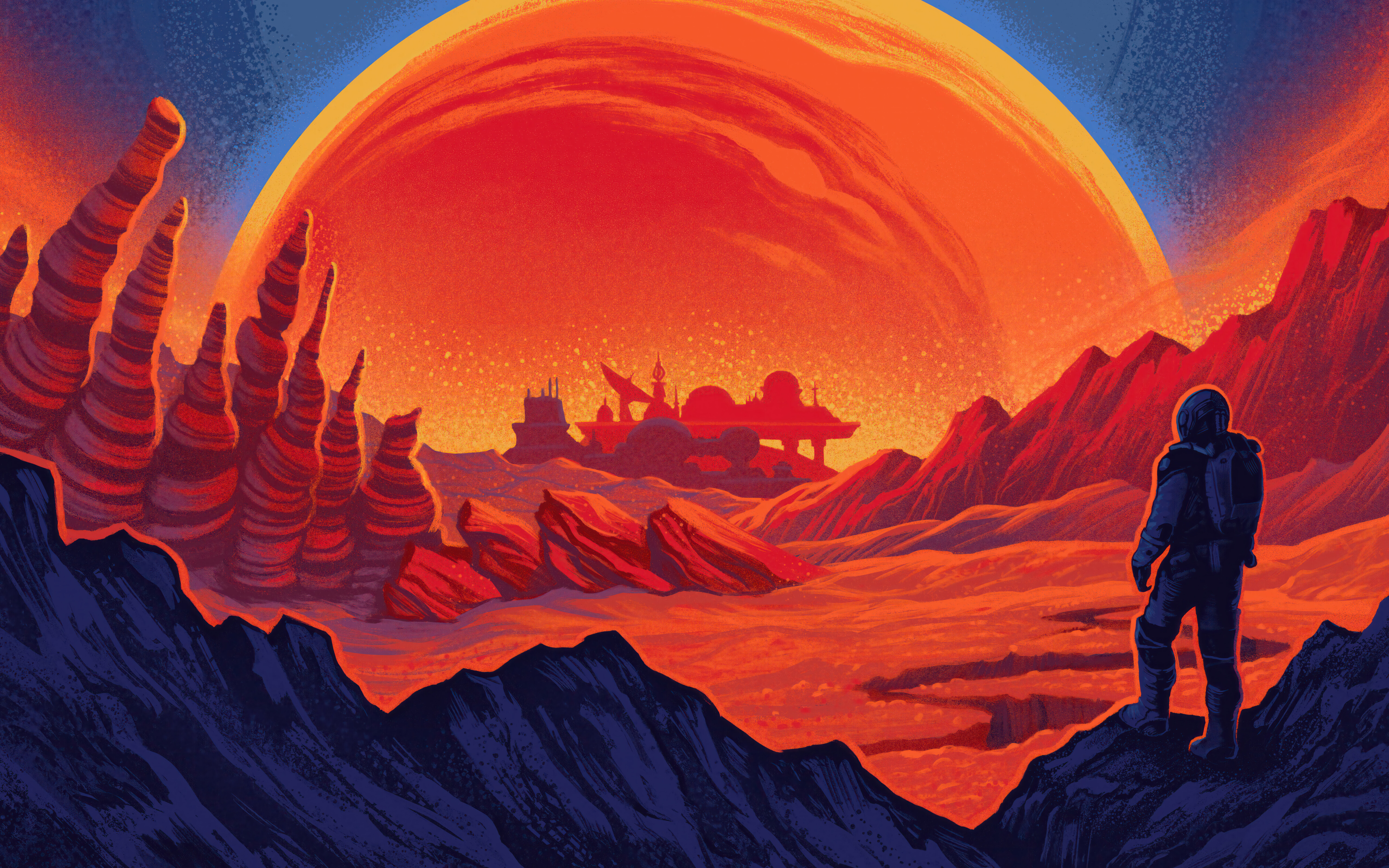 Крупный план астронавта в детальном скафандре, окружённого звёздами и космической пылью, выполненный в стиле игры Starfield.