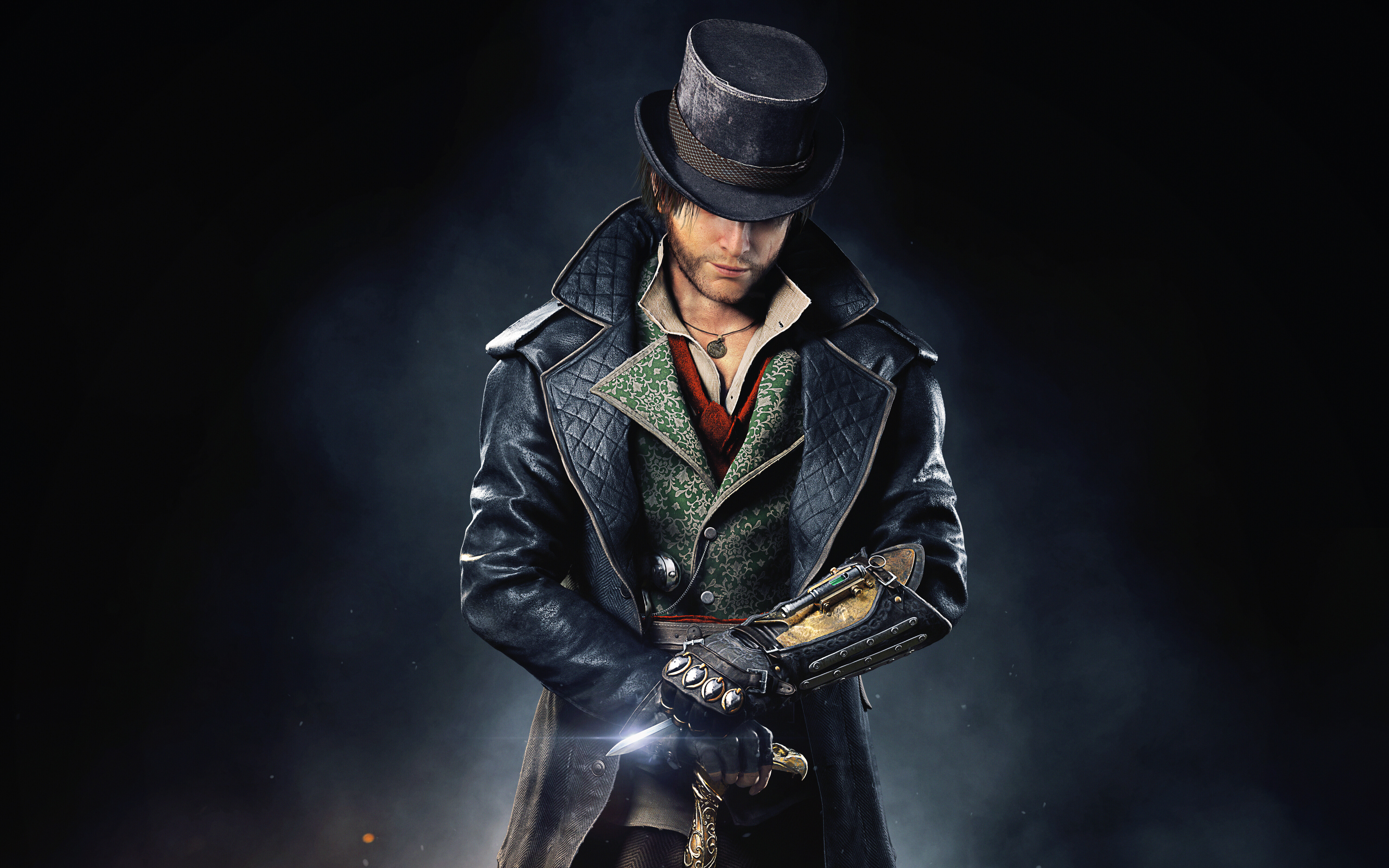 Крупный план Джейкоба Фрая, персонажа из видеоигры Assassin's Creed Syndicate.