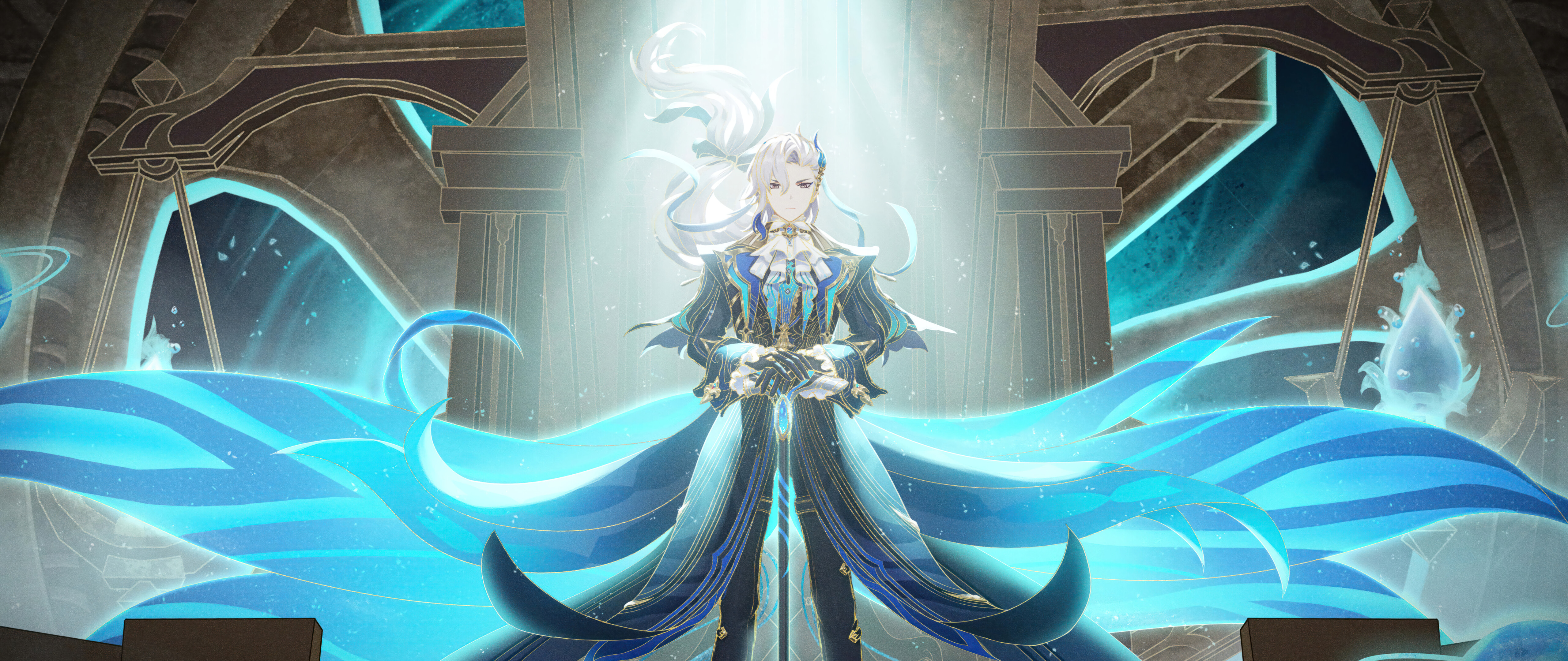 Потрясающий портрет Нёвиллета из игры Genshin Impact.