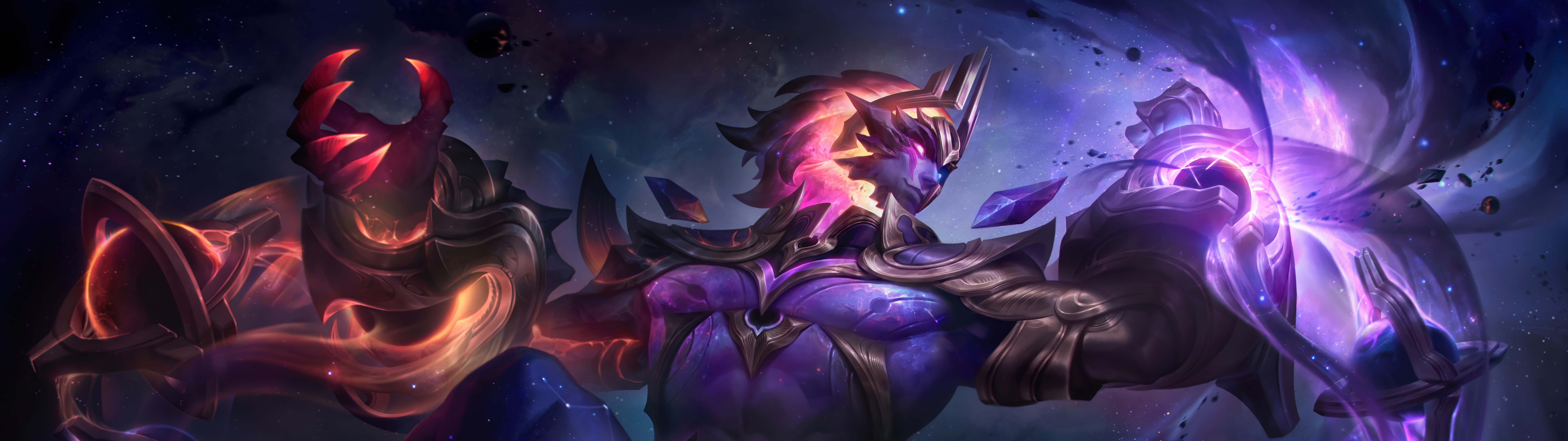 Силас из игры League of Legends демонстрирует свои магические способности и внушительное присутствие.