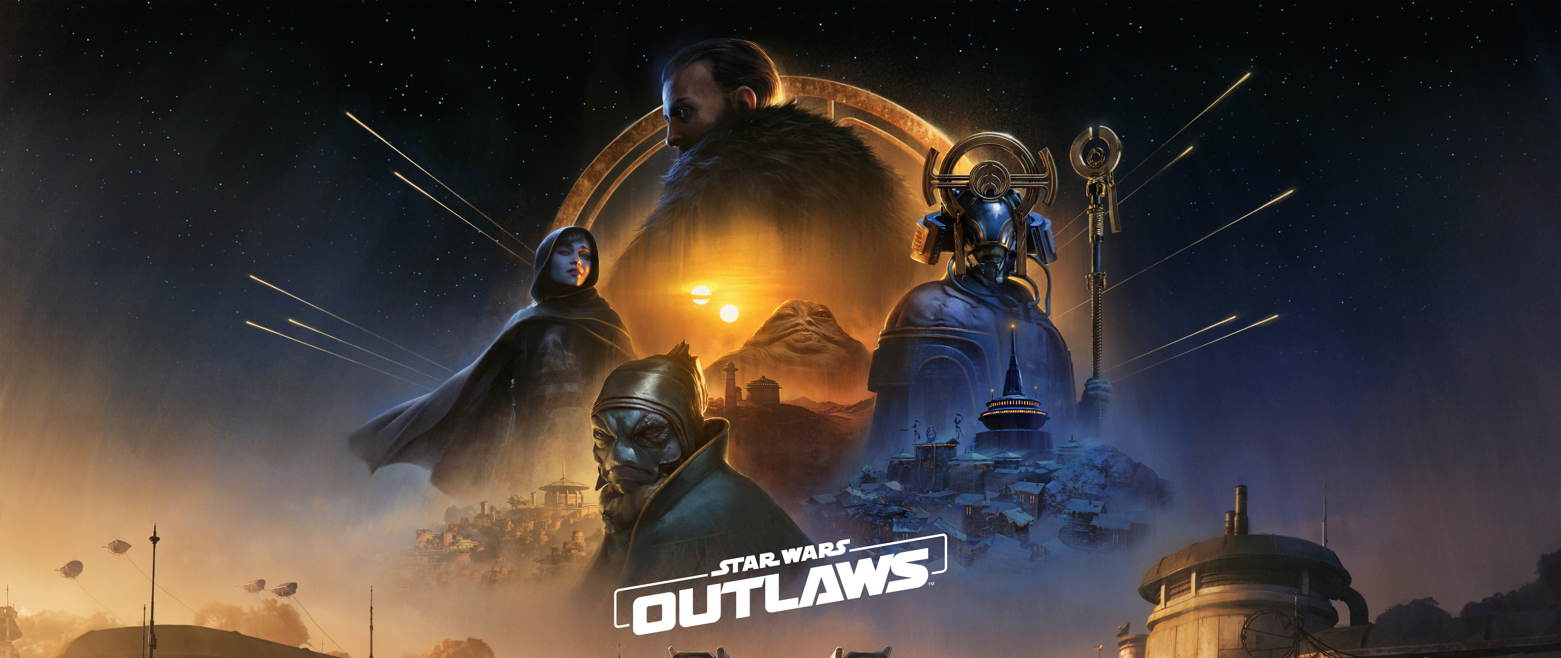 Кей Весс, главный герой видеоигры Star Wars Outlaws, в декорациях научно-фантастического фильма.