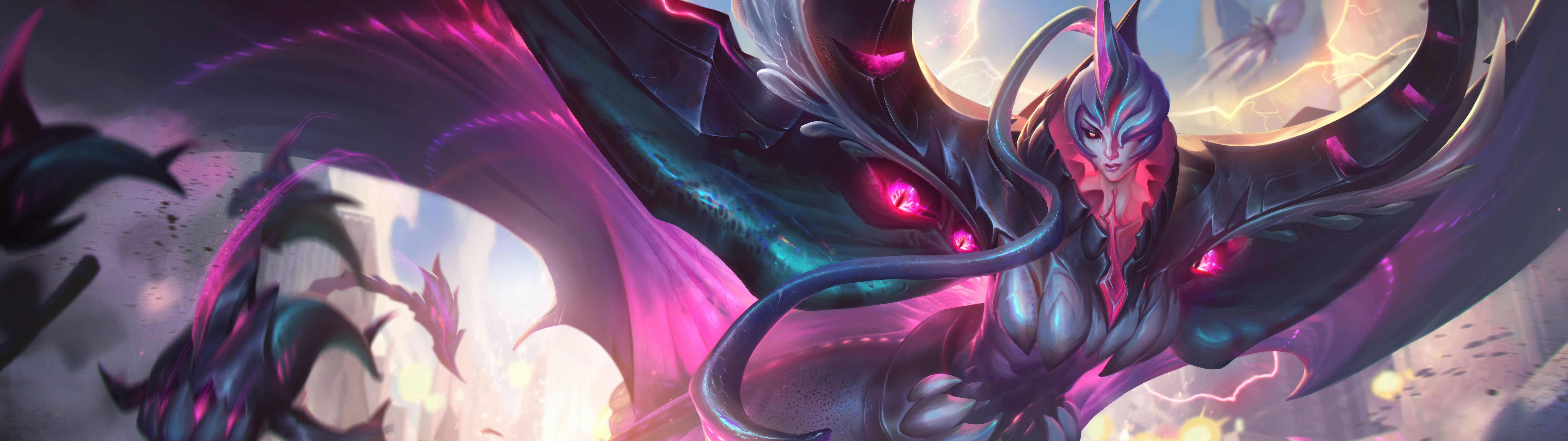 Бель’Вет, Императрица Пустоты из игры League of Legends, с космическим и органическим дизайном, отражающим эстетику Пустоты.